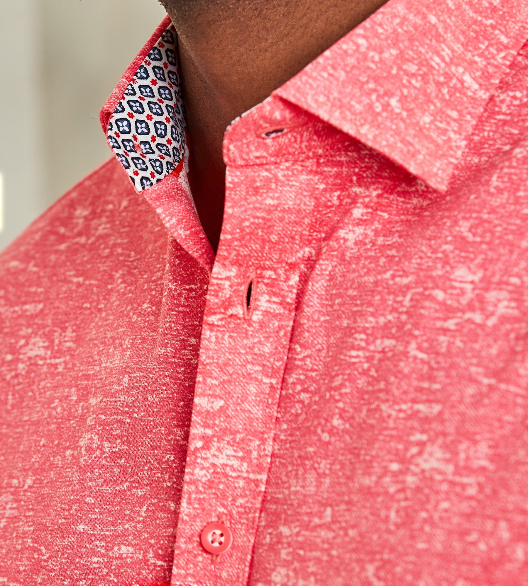 Modern Fit Short-Sleeve Textured Print 360° Stretch Soft Touch Sport Shirt sold by Tip Top product image thumbnail 2