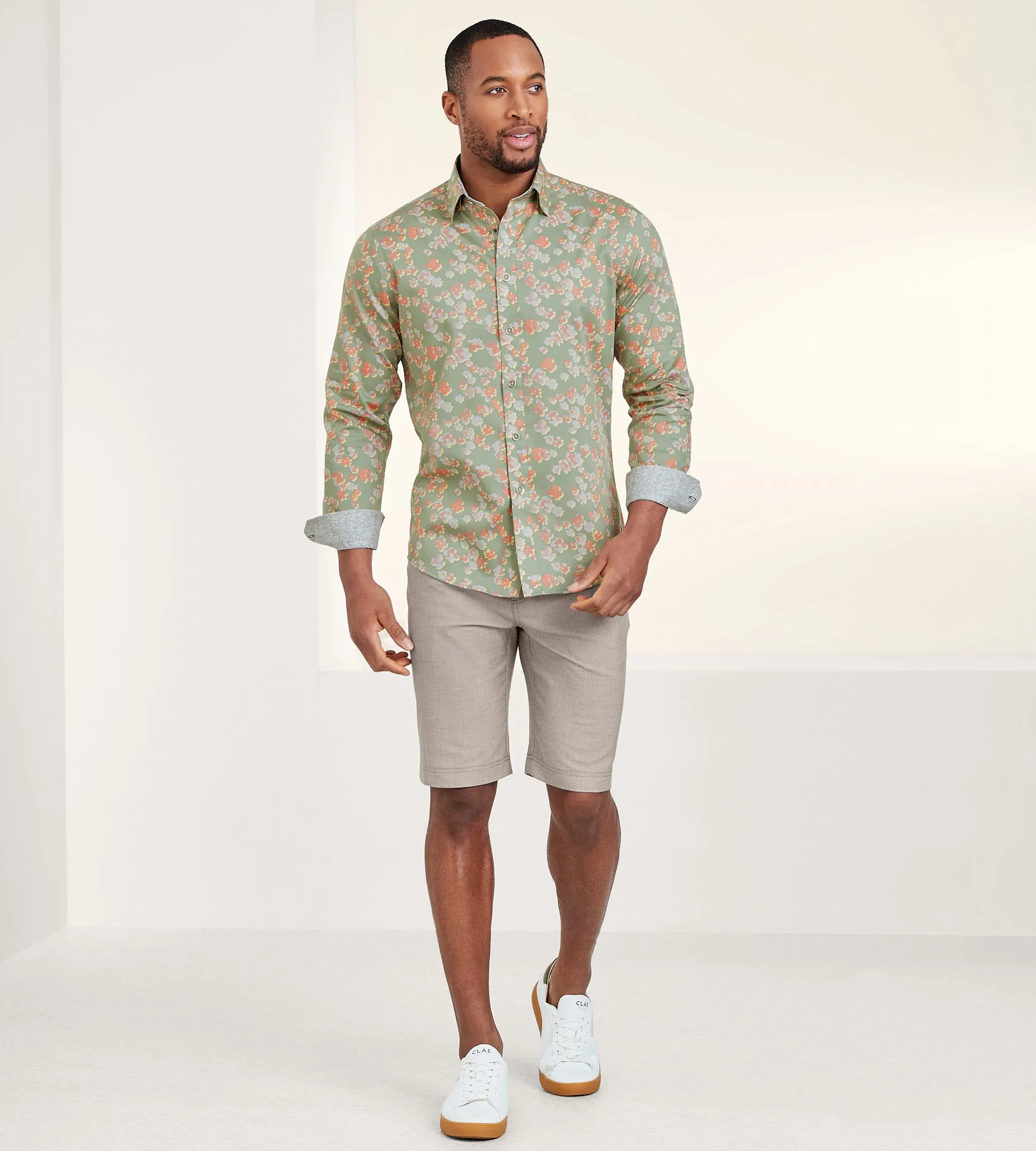 Modern Fit Non-Iron Long Sleeve Floral Pattern Sport Shirt sold by Tip Top product image thumbnail 3