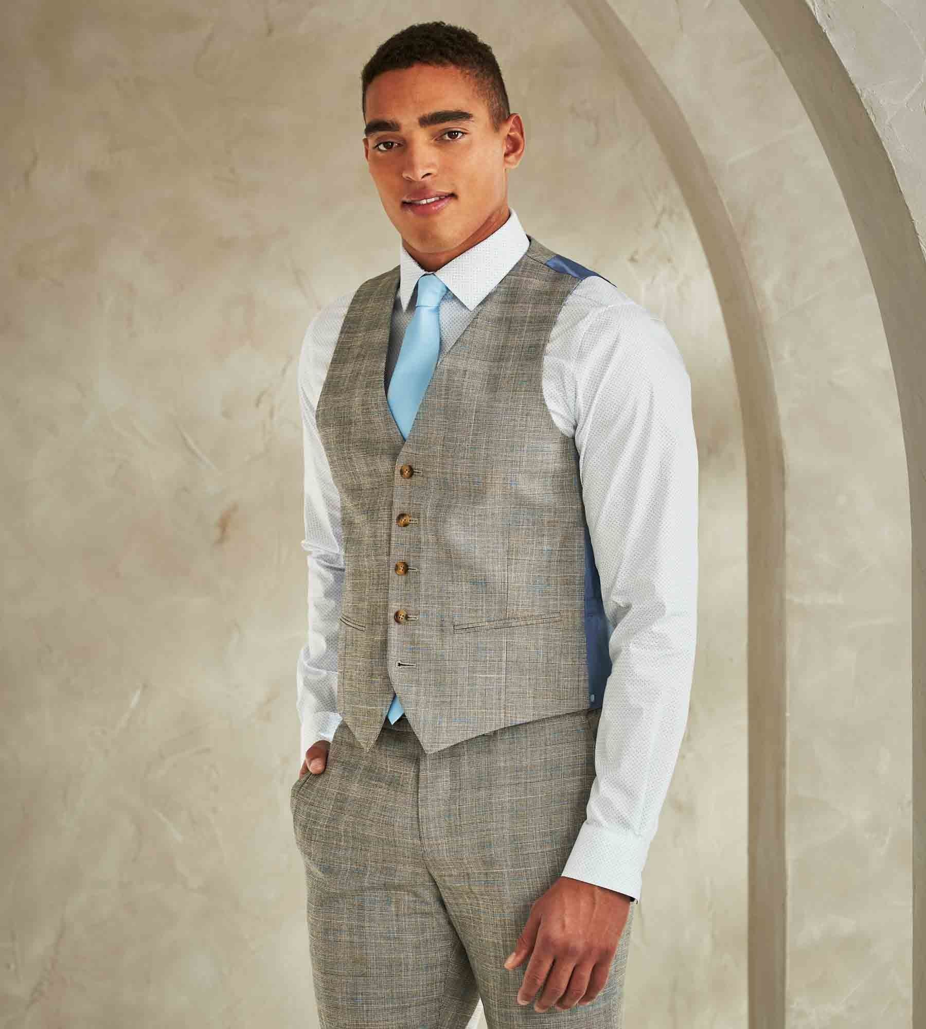 Slim Fit Check Suit Separate Vest sold by Tip Top