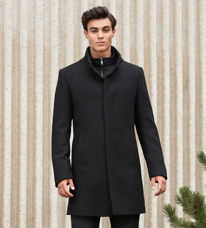 Slim Fit Funnel Collar Wool Coat sold by Tip Top