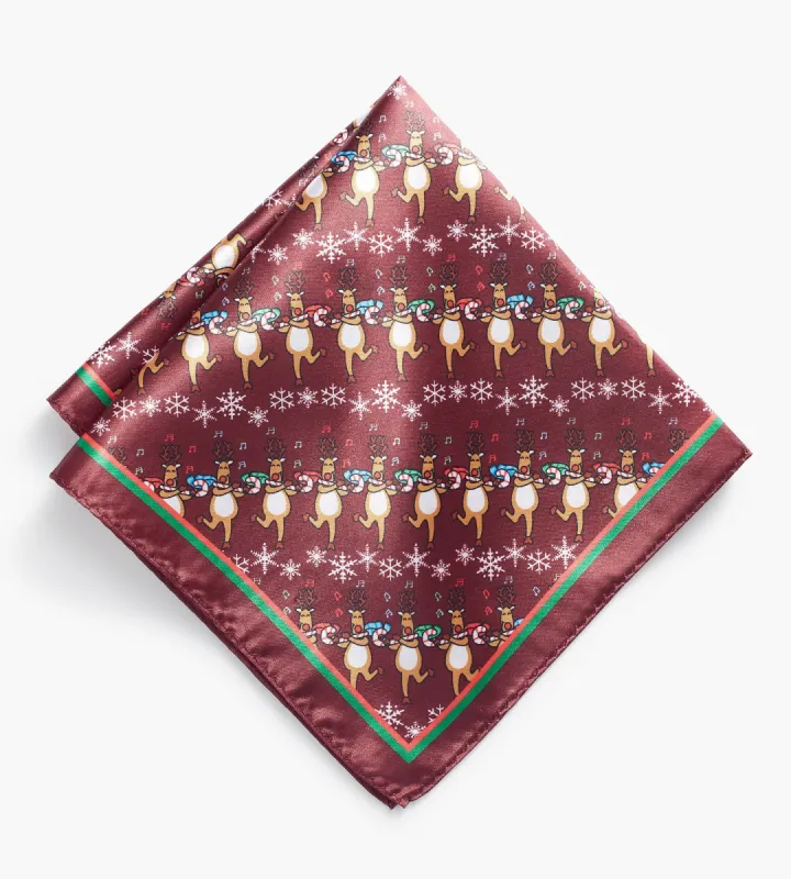 Dancing Reindeers Pocket Square sold by Tip Top