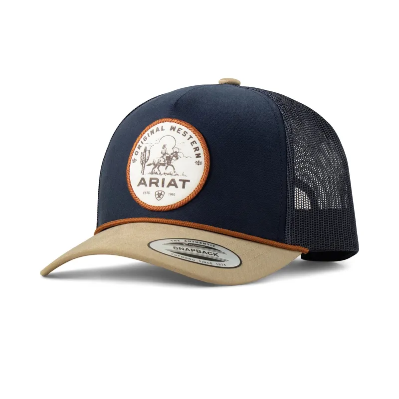 Ariat Desert Scene (Navy/Tan) - Men's Trucker Cap made by Ariat