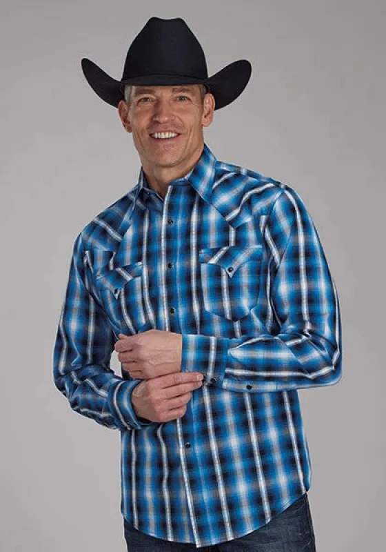 Roper 2173 Aztec Dobby (Blue) - Men's Western Shirt (Closeout) sold by Hat Country