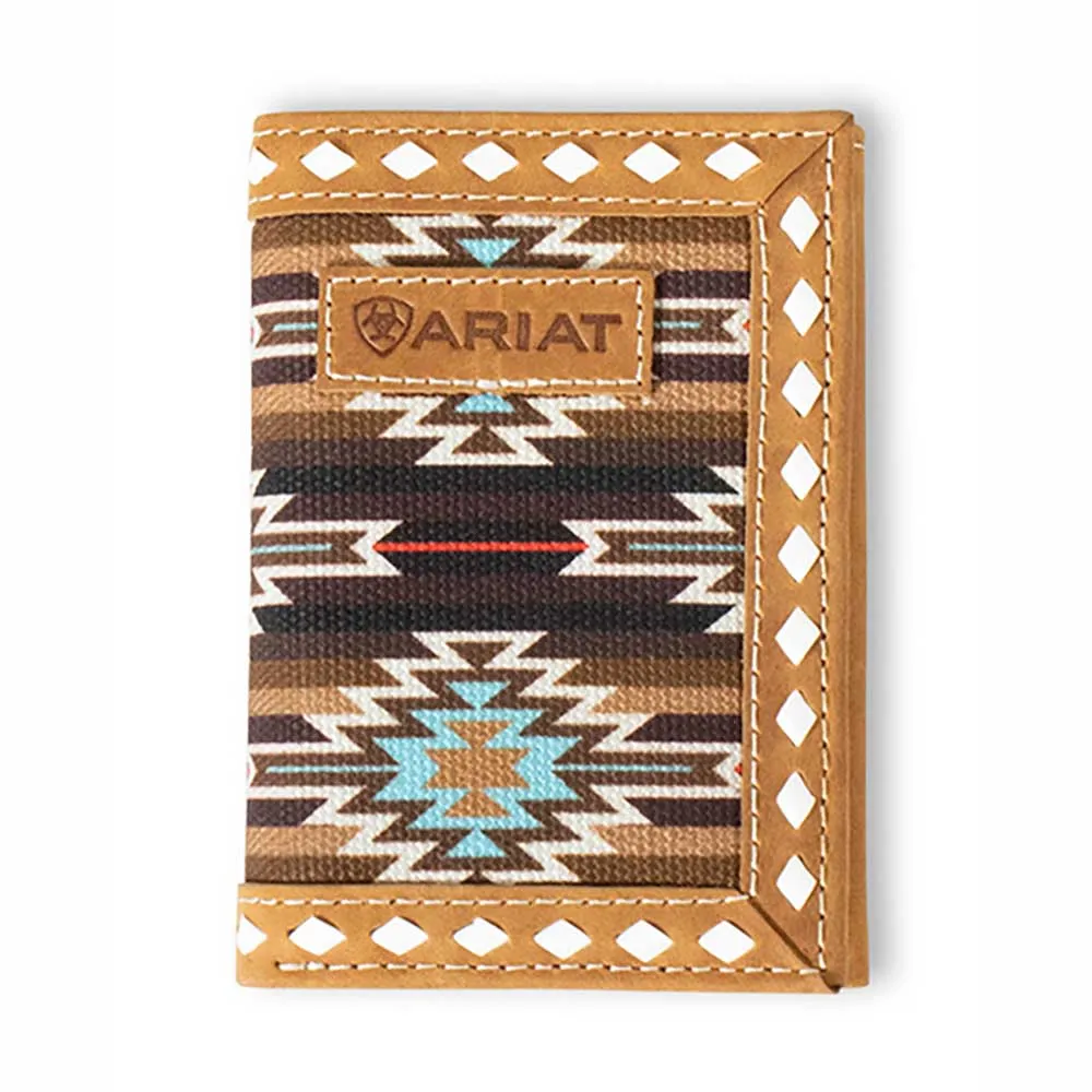 Ariat Diamond Lace Southwest (Brown) - Men's Trifold Wallet sold by Hat Country