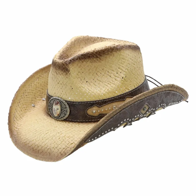 Peter Grimm Hayden - Leather Accented Straw Cowboy Hat sold by Hat Country