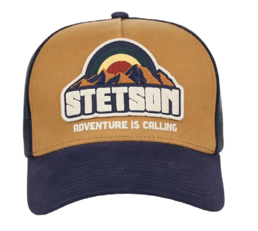 Stetson Adventure Is Calling (Tan/Navy) - Trucker Cap sold by Hat Country