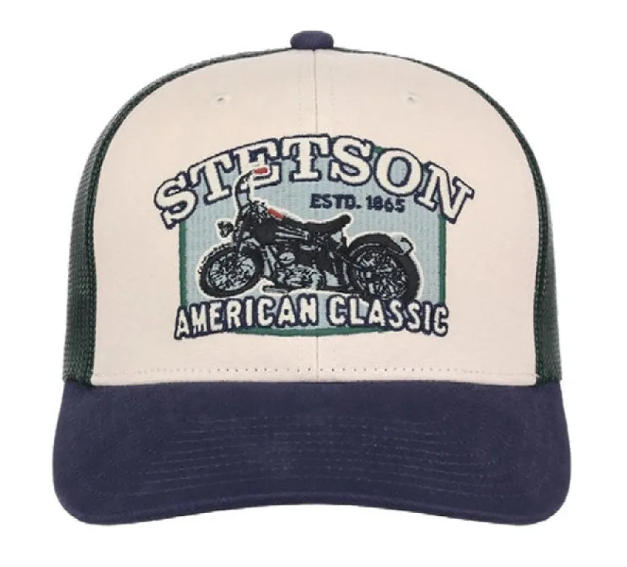 Stetson American Classic (Cream/Navy) - Trucker Cap made by Stetson