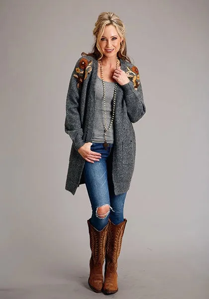 Stetson 1799 Embroidered Cardigan (Grey) - Women's Sweater sold by Hat Country