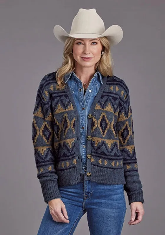 Stetson 2268 Cropped Cardigan (Blue) - Women's Sweater sold by Hat Country