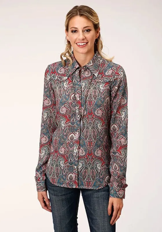 Roper 1279 Sage Paisley (Multi) - Women's Western Blouse made by Roper