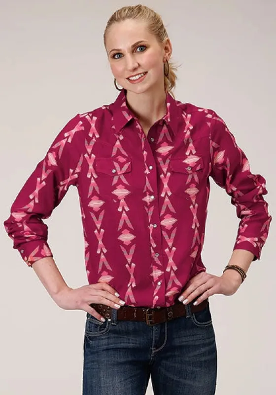 Roper 1275 Aztec Print (Wine) - Women's Western Shirt sold by Hat Country