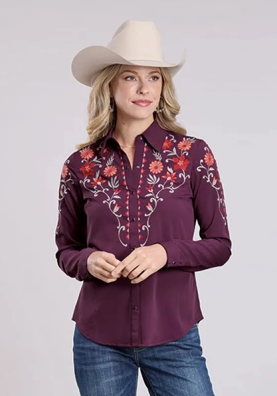 Roper 2654 Solid Poly (Purple) - Women's Western Blouse sold by Hat Country
