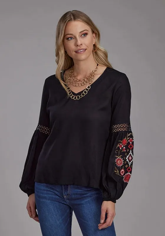 Roper 2190 Solid Rayon (Black) - Women's Western Blouse sold by Hat Country