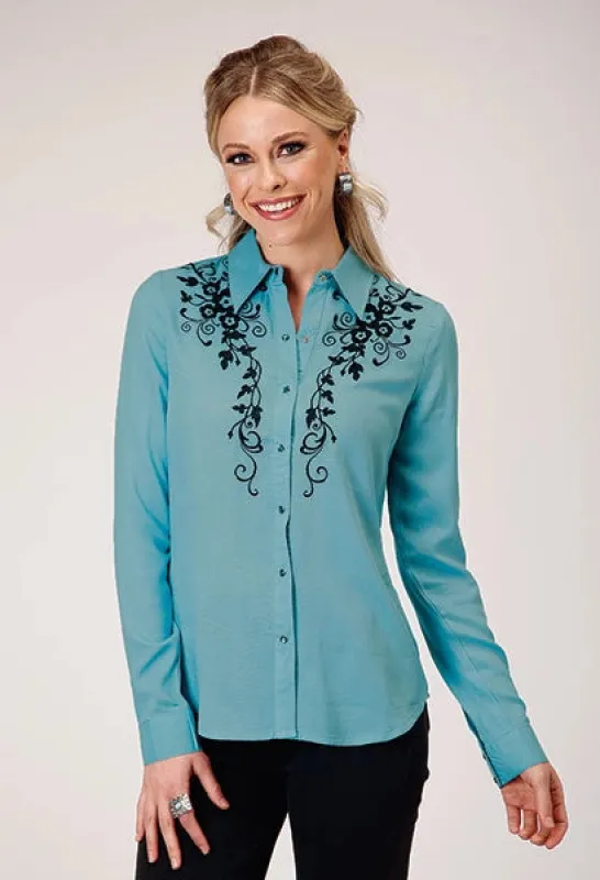 Roper 1874 Challis (Turquoise) - Women's Western Blouse sold by Hat Country