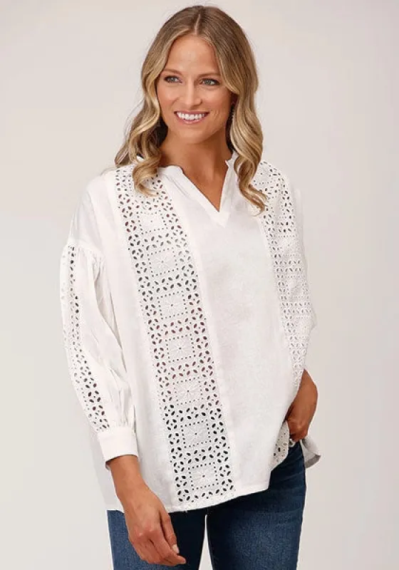 Roper 1599 3/4 Sleave (White) - Women's Western Blouse sold by Hat Country