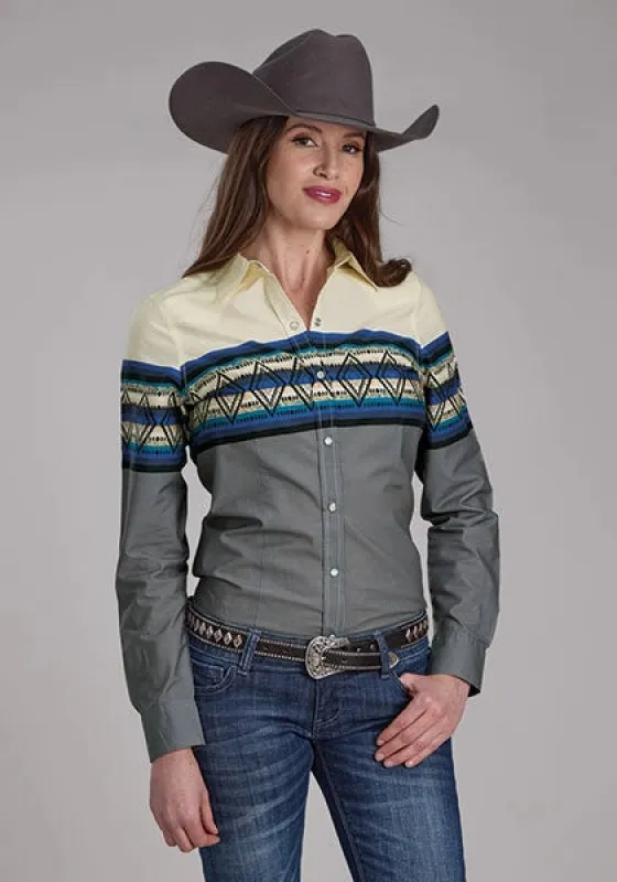 Roper 2122 Diamond Border (Grey) - Women's Western Shirt sold by Hat Country