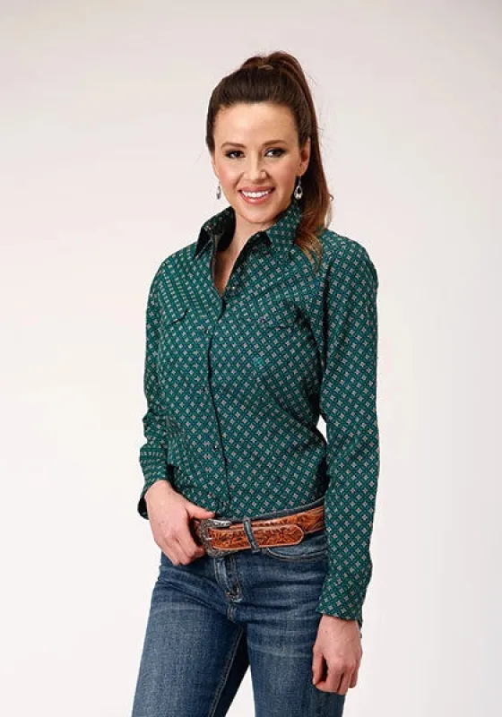 Roper 1836 Cross Walk Foulard (Green) - Women's Western Shirt sold by Hat Country