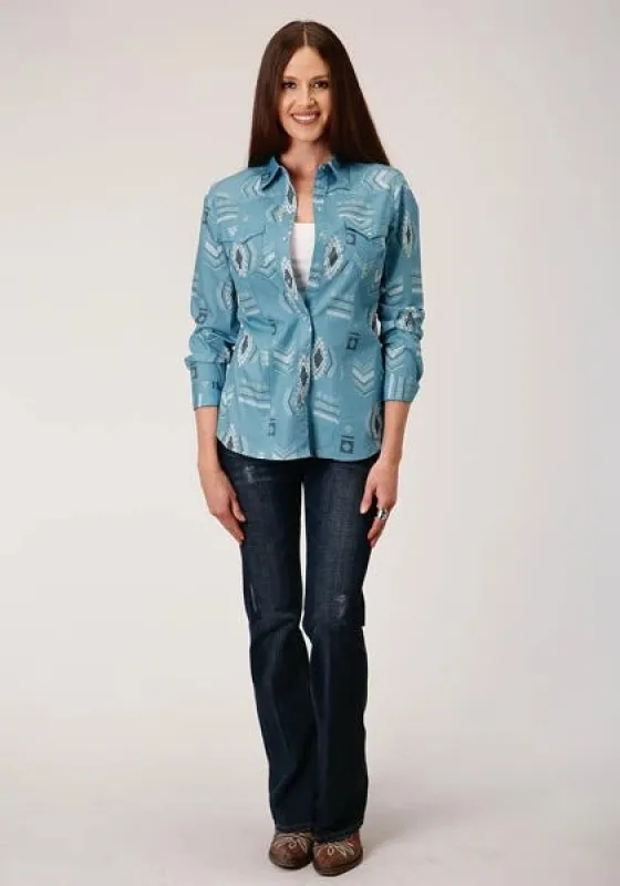 Roper 01057 Aztec Nash Up (Blue) - Women's Western Shirt sold by Hat Country