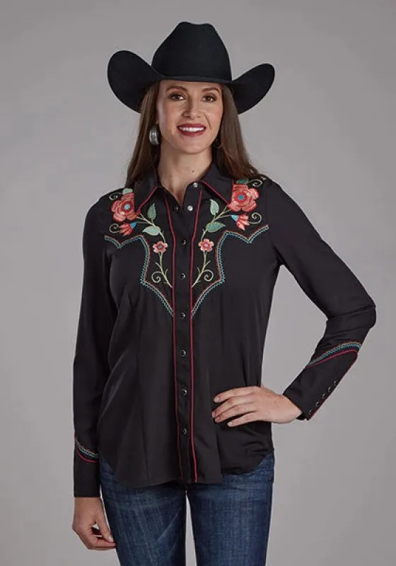 Roper 2293 Twill Retro Shirt (Black) - Women's Western Shirt made by Roper