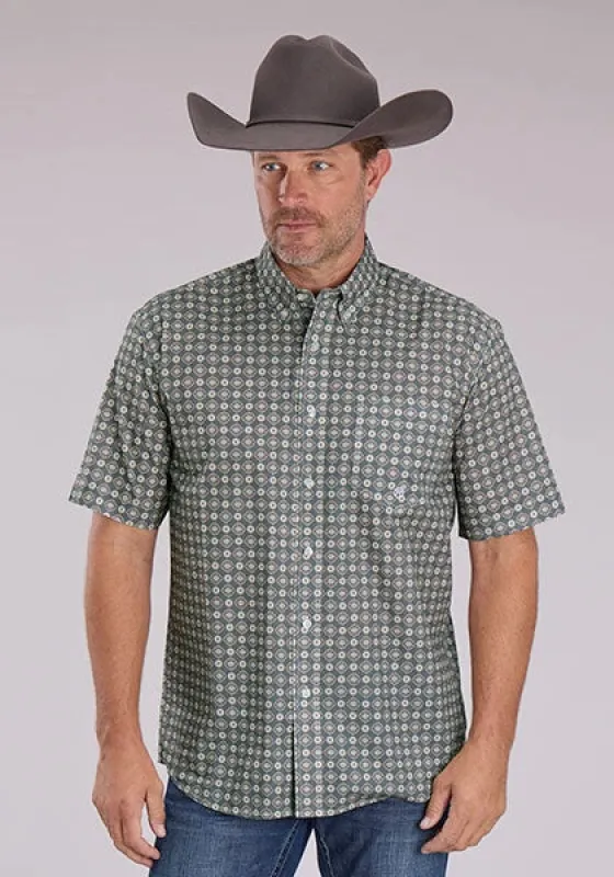 Roper 2501 Medallion Foulard (Grey) - Men's Short Sleeve Shirt sold by Hat Country