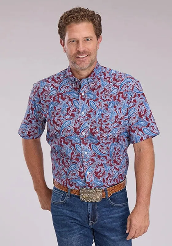 Roper 2496 Heritage Paisley (Wine) - Men's Short Sleeve Shirt sold by Hat Country