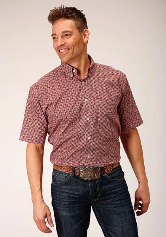 Roper 01560 Diamond Foulard (Red) - Men's Short Sleeve Shirt sold by Hat Country