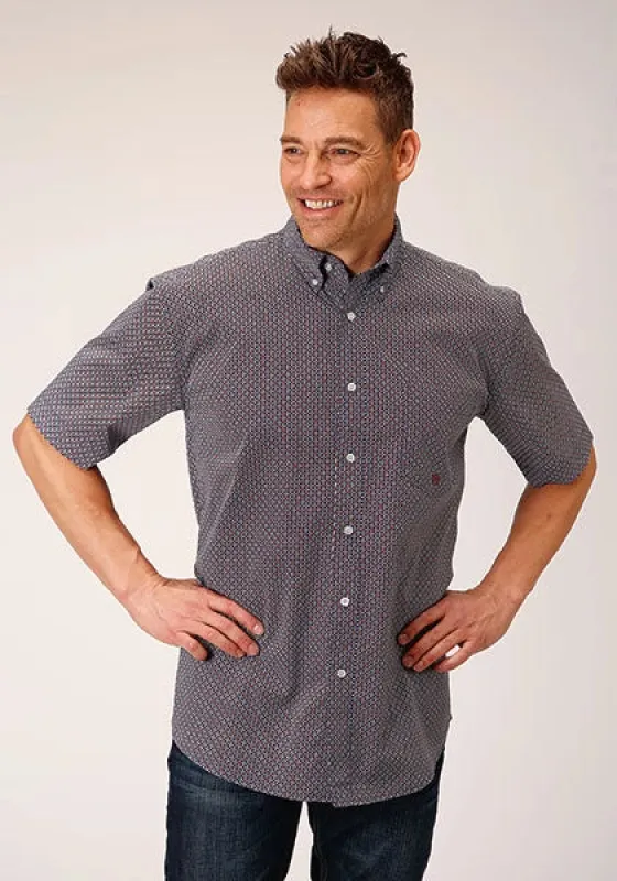 Roper 1559 Classic Geo (Blue) - Men's Short Sleeve Shirt sold by Hat Country