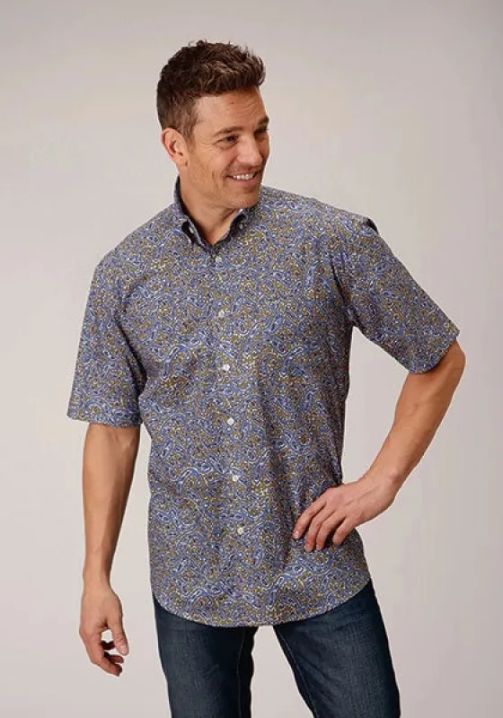Roper 1556 Valley Paisley (Brown) - Men's Short Sleeve Shirt sold by Hat Country