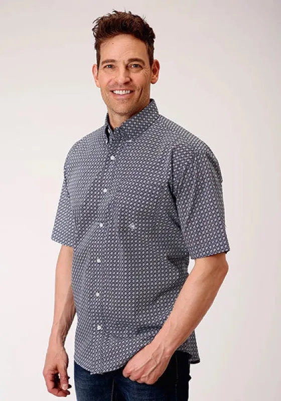 Roper 1133 Bell Foulard (Navy) - Men's Short Sleeve Shirt sold by Hat Country