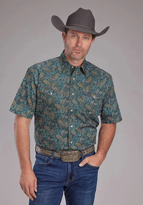 Roper 2382 Dusk Paisley (Blue) - Men's Short Sleeve Shirt sold by Hat Country