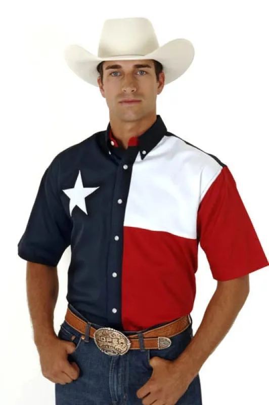 Roper Pieced Texas Flag (Multi) - Men's Short Sleeve Shirt made by Hat Country