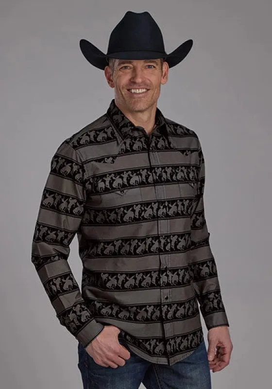 Roper 2117 Rodeo Stripe (Black) - Men's Western Shirt sold by Hat Country