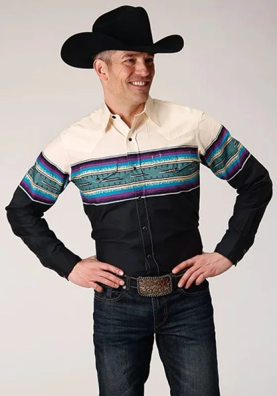Roper 1296 Serape Border (Black) - Men's Western Shirt made by Roper