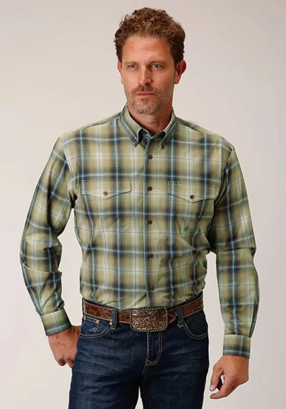 Roper 1660 Sand Dune Plaid (Tan) - Men's Western Shirt sold by Hat Country