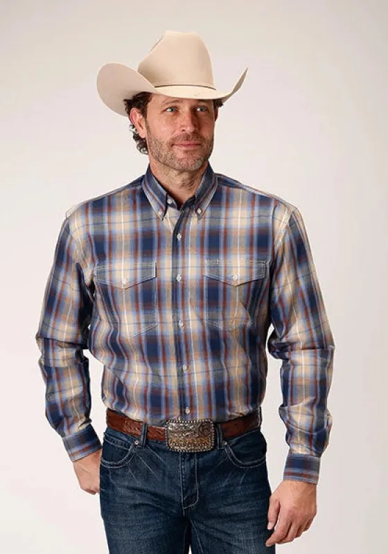 Roper 1842 Ranch Plaid (Blue) - Men's Western Shirt sold by Hat Country