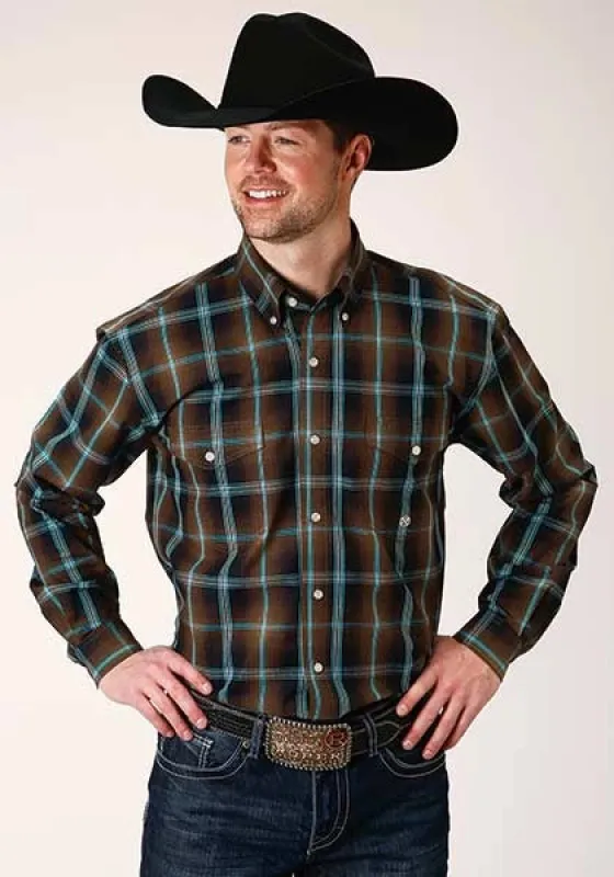Roper 1375 Plaid (Chocolate) - Men's Western Shirt made by Roper