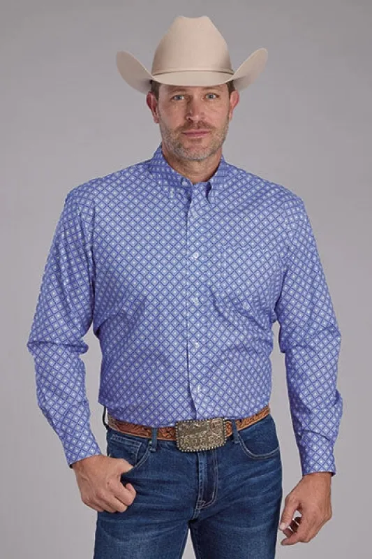 Roper 2385 Periwinkle Foulard (Blue) - Men's Western Shirt made by Roper