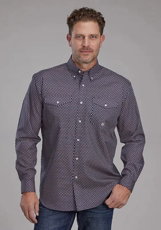 Roper 2157 Diamond Eye Geo (Blue) - Men's Western Shirt made by Roper
