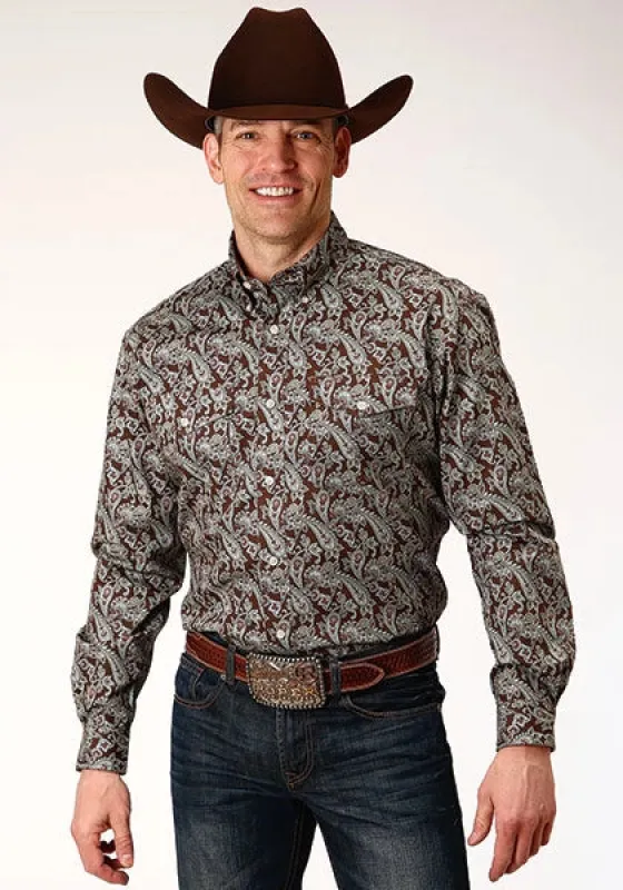 Roper 1218 Pine Paisley (Brown) - Men's Western Shirt made by Roper