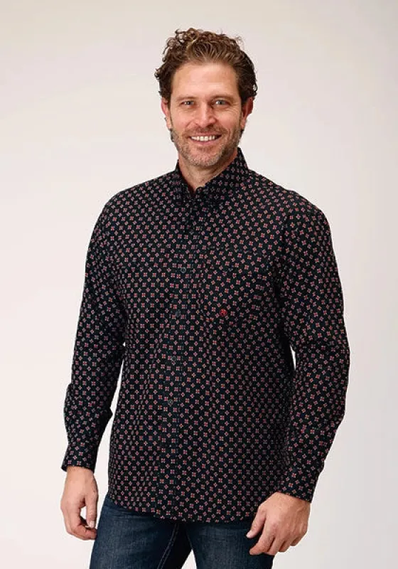 Roper 1846 Cottage Foulard (Black) - Men's Western Shirt made by Roper