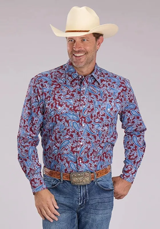 Roper 2496 Heritage Paisley (Wine) - Men's Western Shirt made by Roper