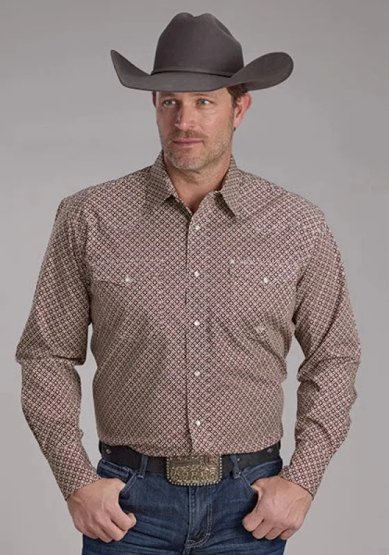 Roper 2250 Stretch Foulard (Wine) - Men's Western Shirt sold by Hat Country