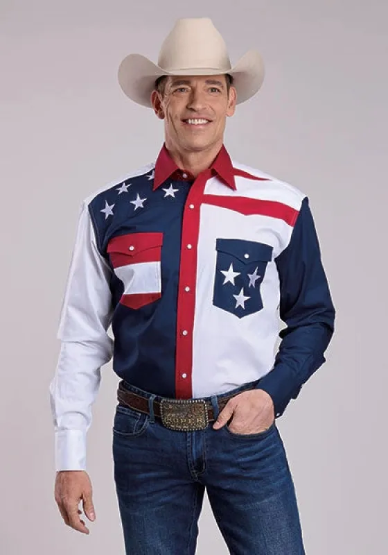 Roper 9503 Colorblock Americana (Multi) - Men's Western Shirt sold by Hat Country