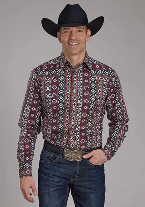 Roper 2178 Winter Aztec Print (Red) - Men's Western Shirt made by Roper