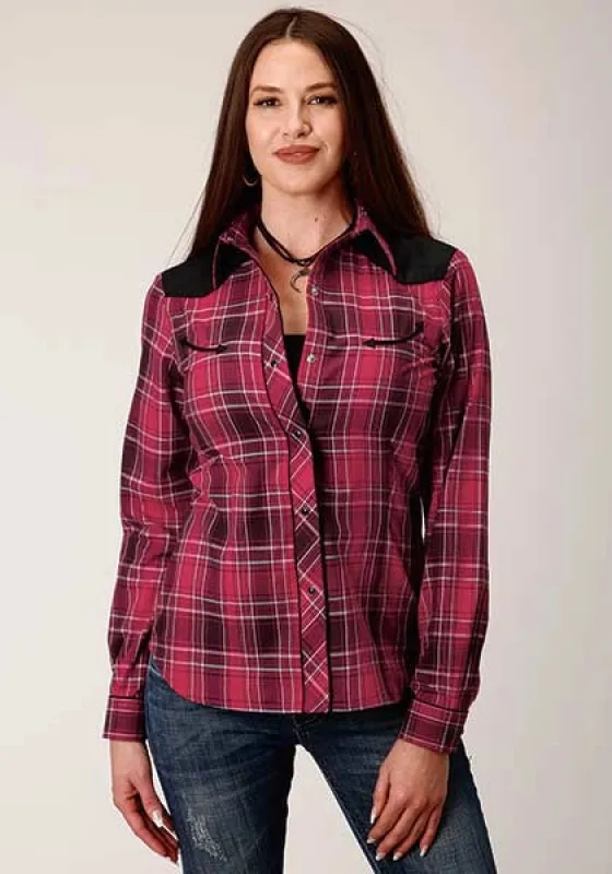 Roper 820 Fancy Yoke Plaid (Red) - Women's Western Shirt made by Roper