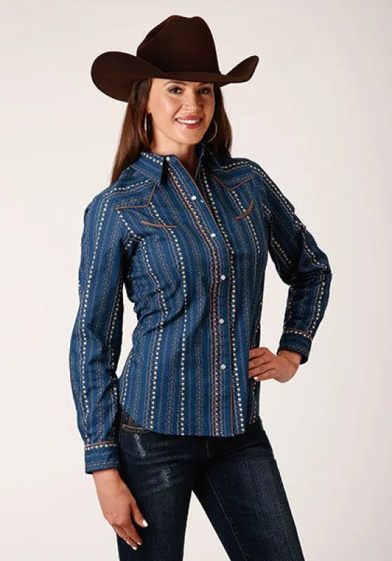 Roper 1724 Floral Wallpaper (Navy) - Women's Western Shirt sold by Hat Country