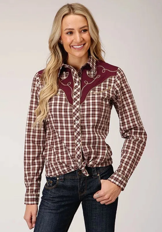 Roper 1207 Small Scale Plaid (Wine) - Women's Western Shirt made by Roper