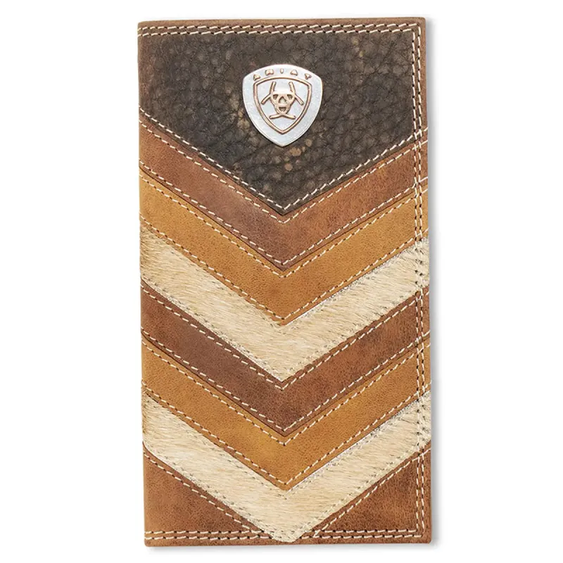 Ariat Chevron Patchwork Hair-On Leather (Brown/Tan) - Men's Rodeo Wallet sold by Hat Country