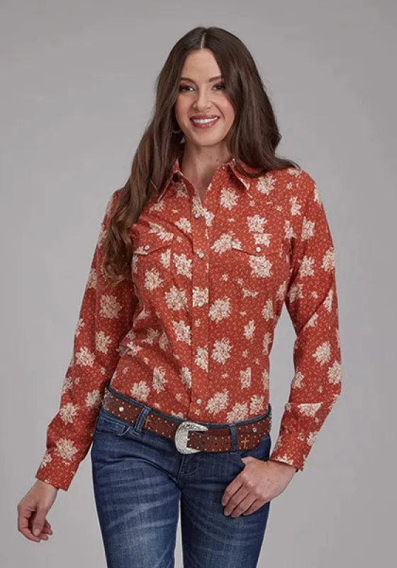 Roper 2282 Cream Floral (Orange) - Women's Western Shirt made by Roper