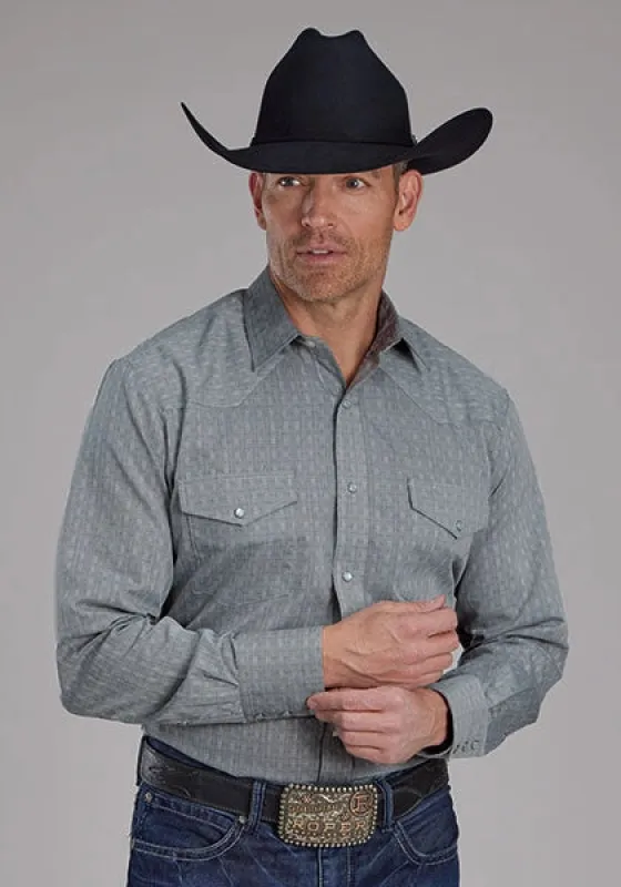 Roper 2112 Tone On Tone (Grey) - Men's Western Shirt sold by Hat Country